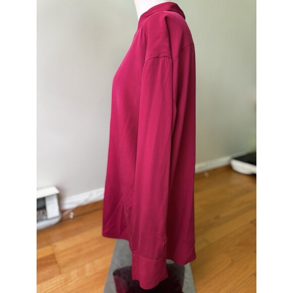 Barrie Pace Vintage 80s Silk Blouse Button Down Formal Shirt Magenta Size 18 1X - Picture 4 of 16